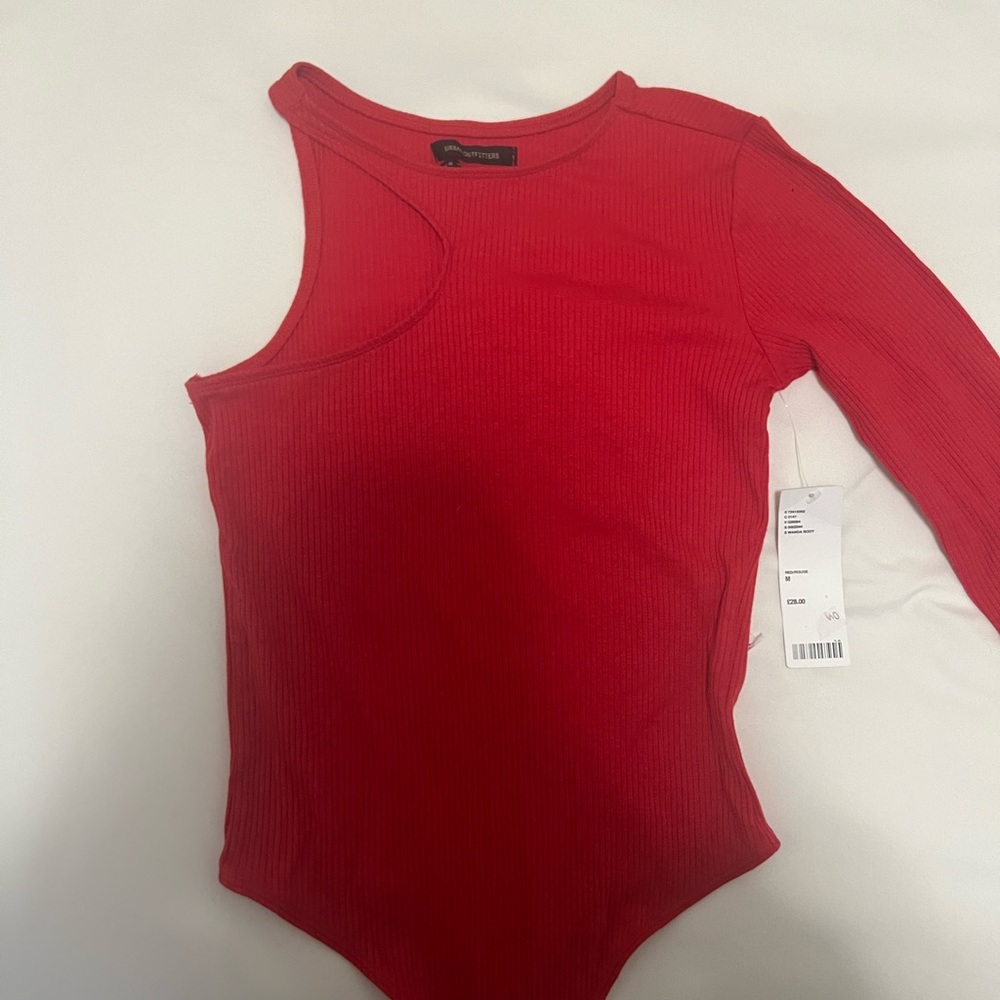 NWT Red Asymmetrical Bodysuit